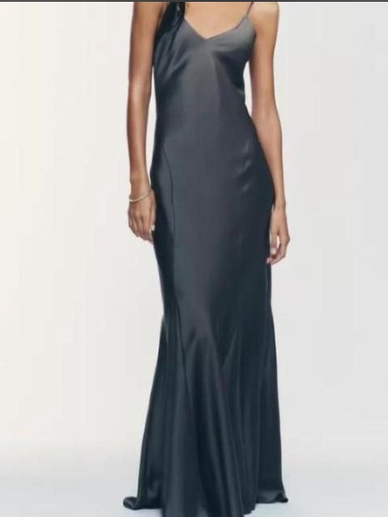 Zara Dresses & Skirts - Zara Charcoal Gray Slip Maxi Dress